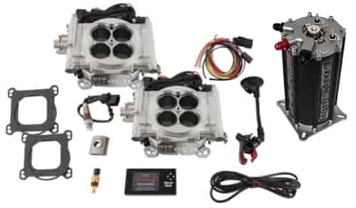 Go EFI 2x4 625 HP Dual Quad Throttle Body System Master Kit Includes: Single Pump Regulated G-Surge Tank