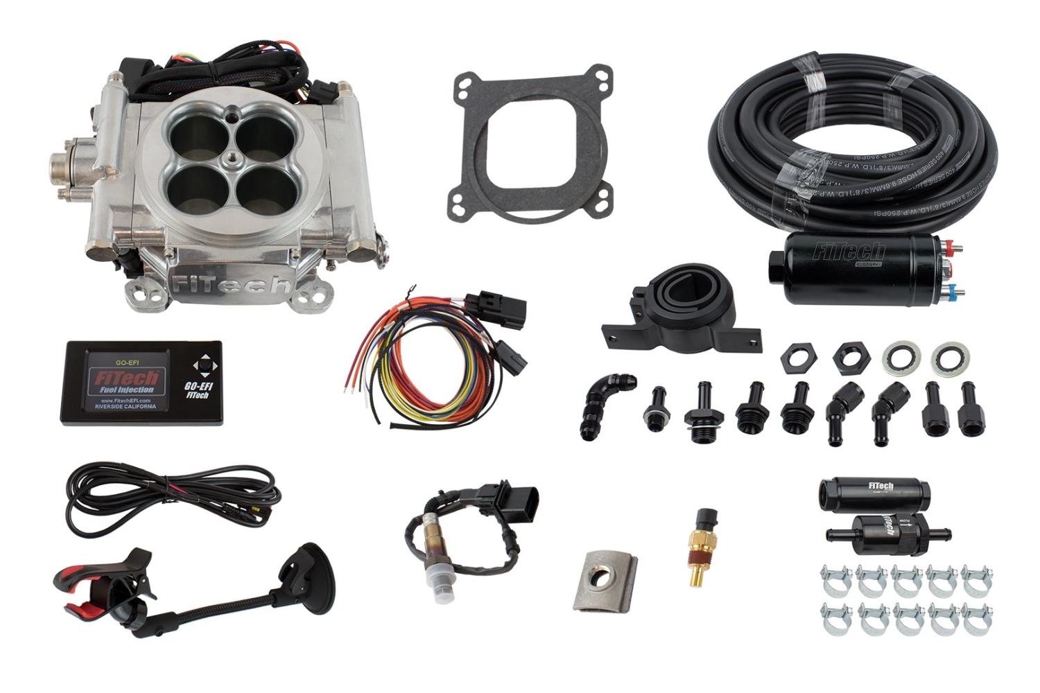 31001 Go EFI 4 600 HP Bright Aluminum EFI System with Inline Fuel Delivery Master Kit