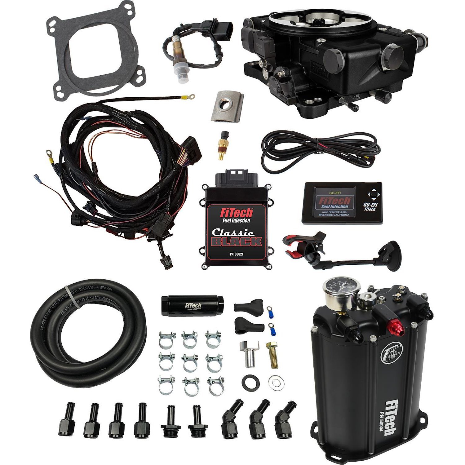 35221 Go EFI Classic Black 650 HP Throttle Body System Master Kit with Force Fuel System