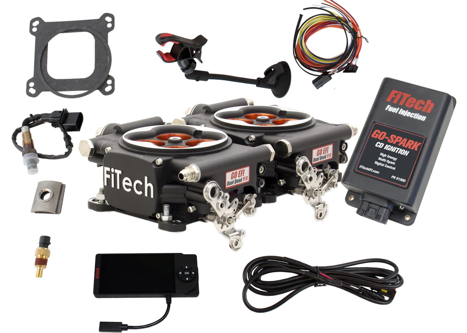 Go EFI 2x4 1200 HP Power Adder Throttle Body Fuel Injection Master Kit [with CDI Box] Matte Black