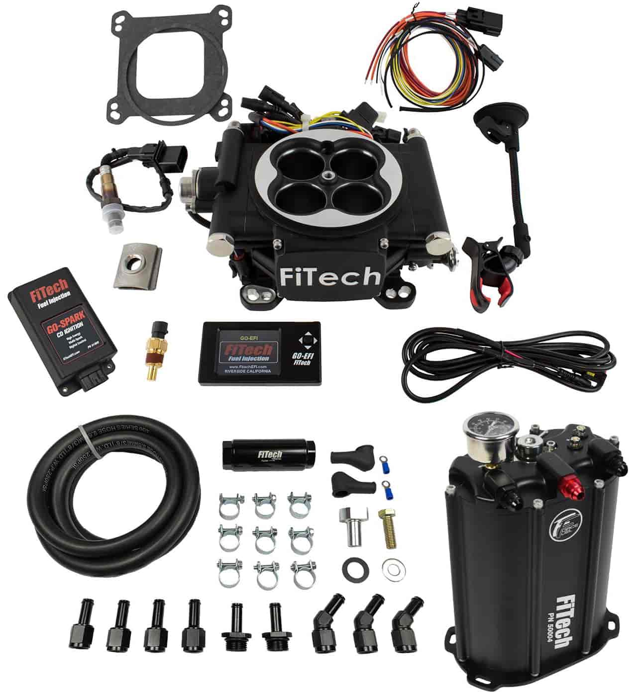 Go EFI-4 600 HP Throttle Body Fuel Injection Master Kit [with Force Fuel System & CDI Box] Matte Black