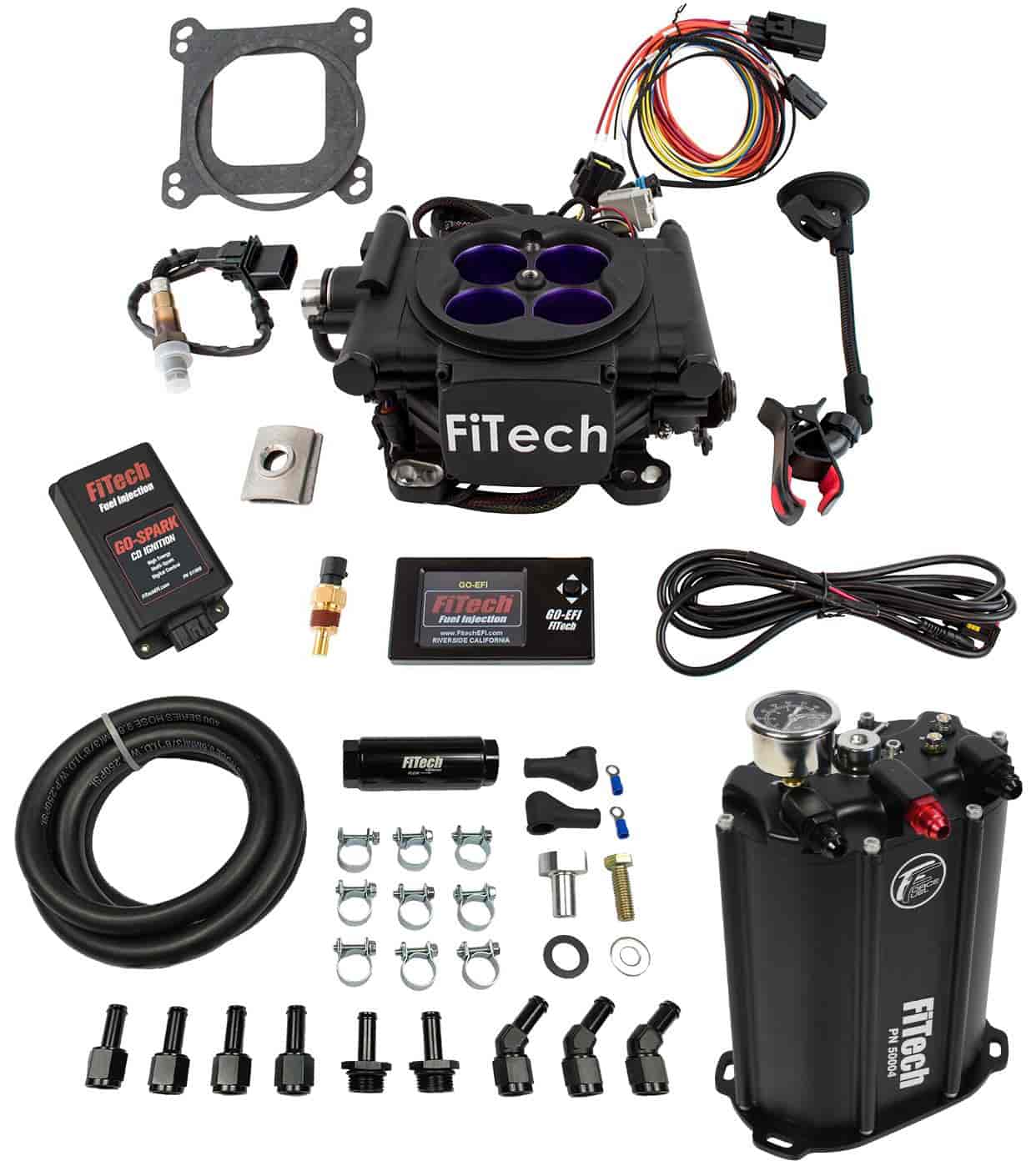 MeanStreet EFI 800 HP Throttle Body Fuel Injection Master Kit [with Force Fuel System & CDI Box] Matte Black