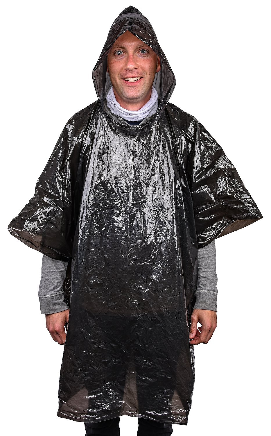 Hooded Rain Poncho [Black]