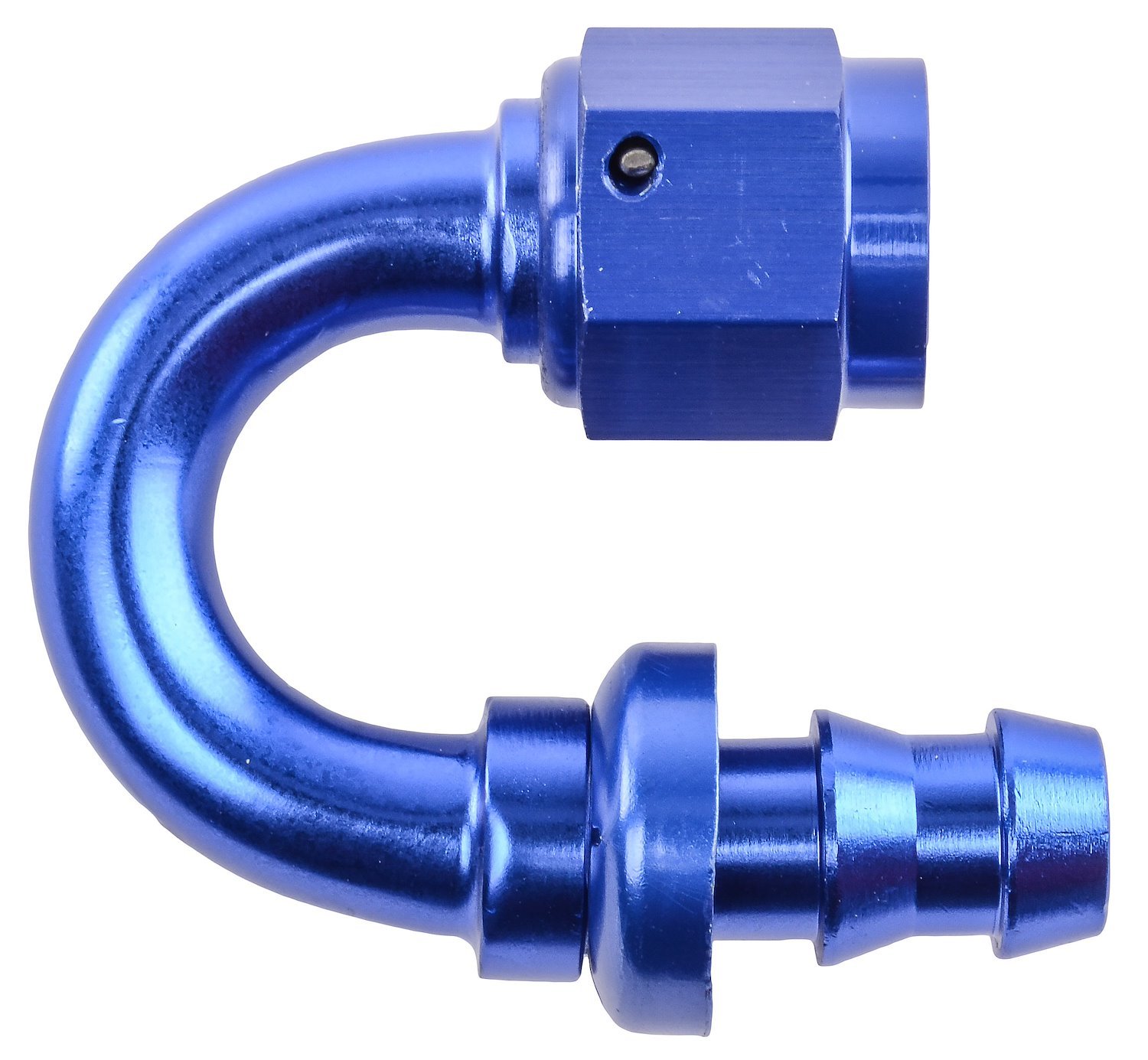 AN 180-Degree Push-Loc Hose End [-6 AN Female Swivel to Push-Loc Hose, Blue]