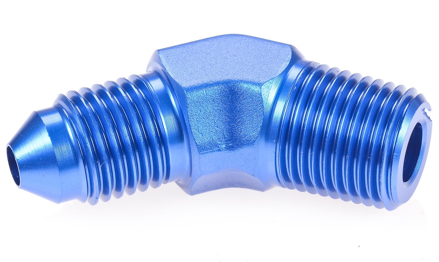 AN to NPT 45-Degree Adapter Fitting [-3 AN Male to 1/8 in. NPT Male, Blue]