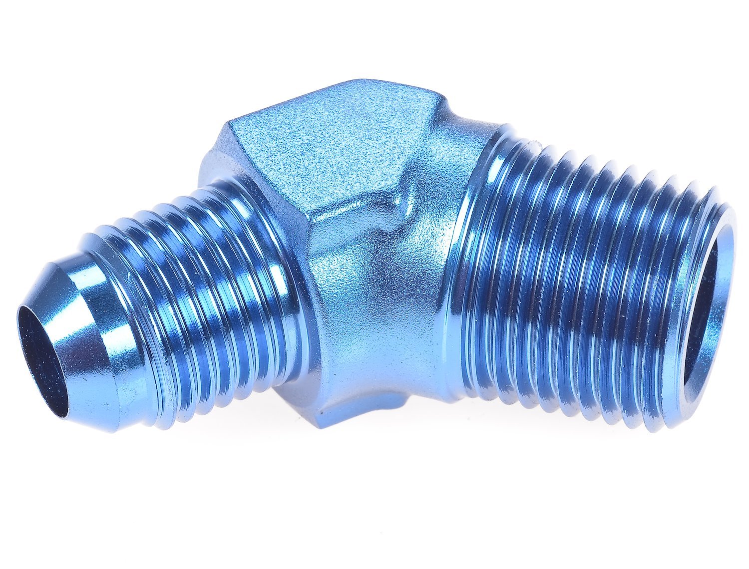 AN to NPT 45-Degree Adapter Fitting [-6 AN Male to 3/8 in. NPT Male, Blue]