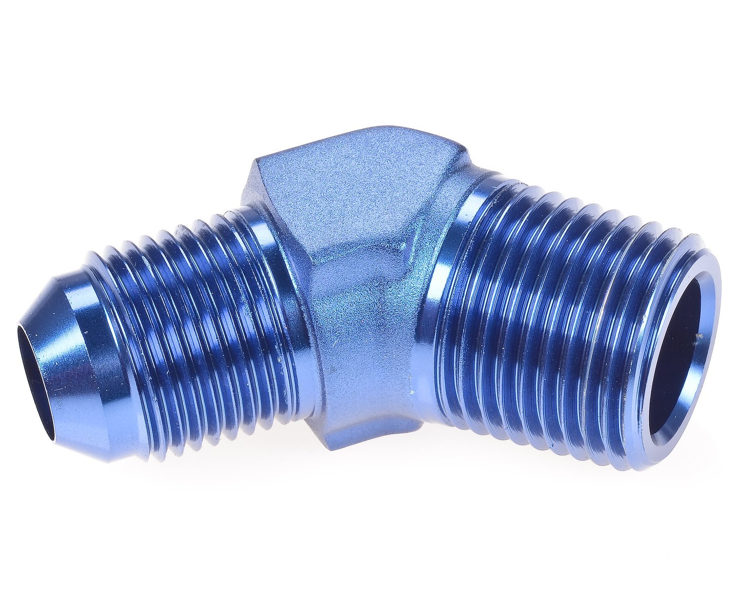 AN to NPT 45-Degree Adapter Fitting [-8 AN Male to 1/2 in. NPT Male, Blue]