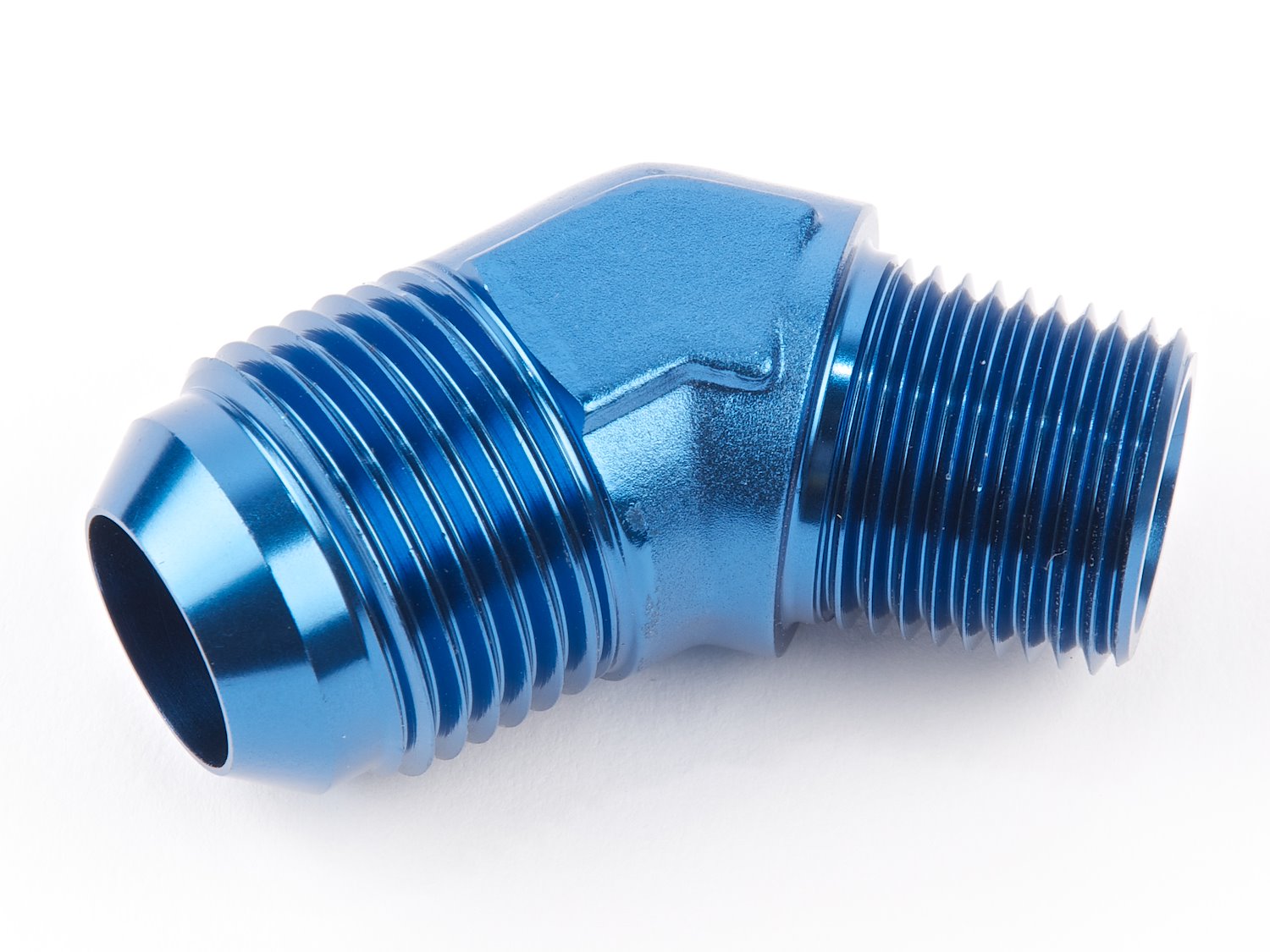 AN to NPT 45-Degree Adapter Fitting [-12 AN Male to 1/2 in. NPT Male, Blue]