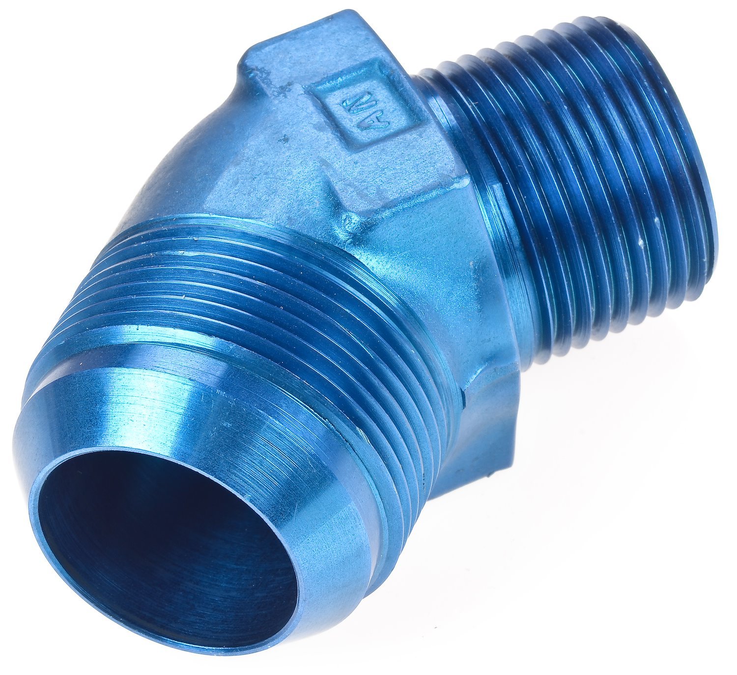 AN to NPT 45-Degree Adapter Fitting [-20 AN Male to 1 in. NPT Male, Blue]