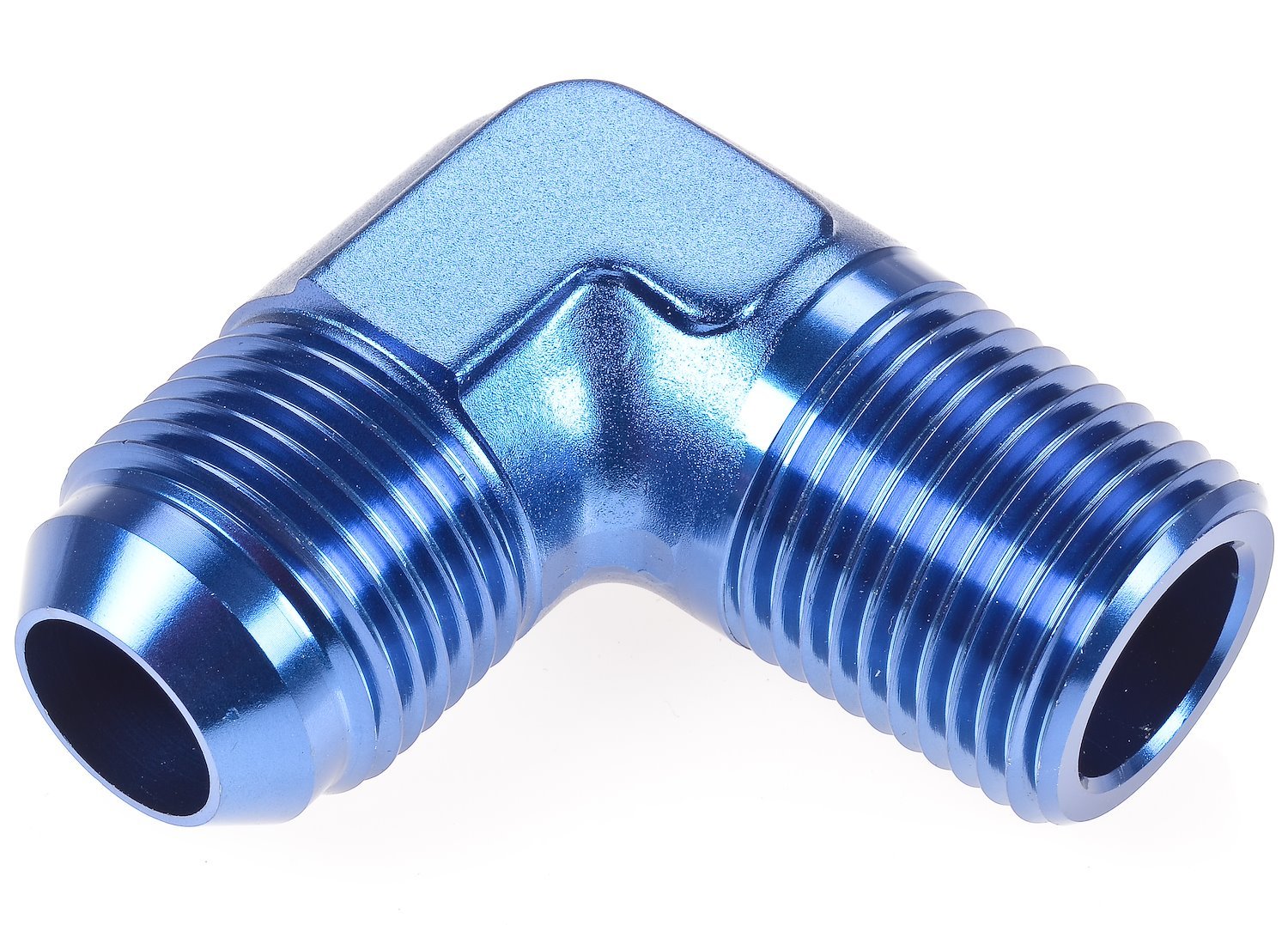 AN to NPT 90-Degree Adapter Fitting [-10 AN Male to 1/2 in. NPT Male, Blue]
