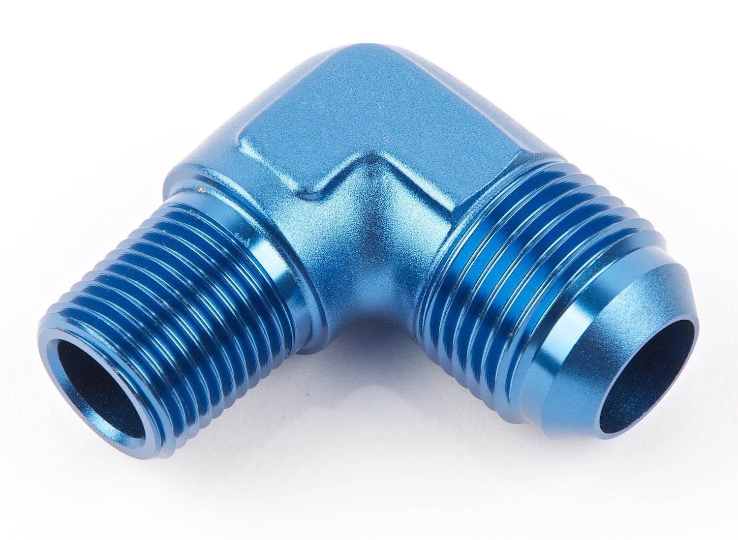 AN to NPT 90-Degree Adapter Fitting [-12 AN Male to 1/2 in. NPT Male, Blue]