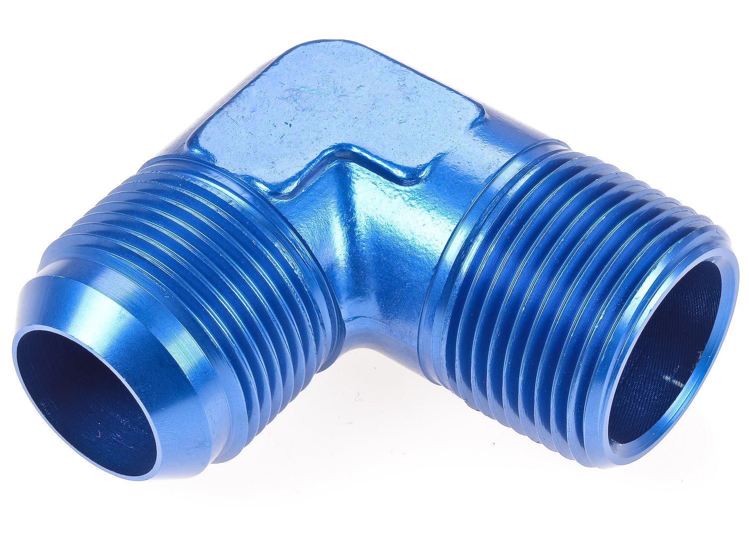 AN to NPT 90-Degree Adapter Fitting [-16 AN Male to 1 in. NPT Male, Blue]