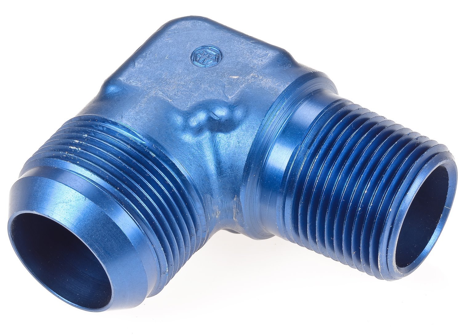 AN to NPT 90-Degree Adapter Fitting [-20 AN Male to 1 in. NPT Male, Blue]