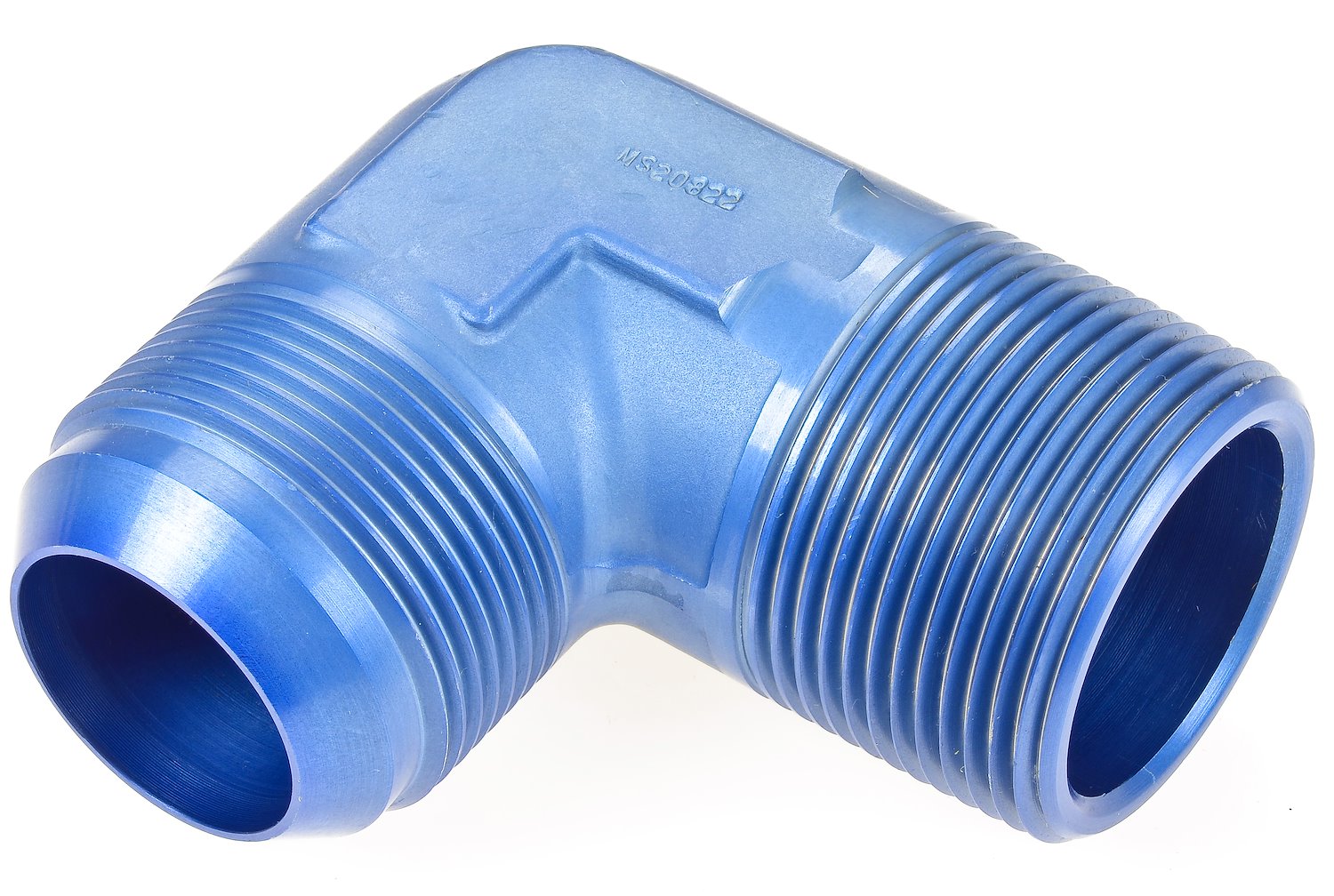AN to NPT 90-Degree Adapter Fitting [-20 AN Male to 1 1/4 in. NPT Male, Blue]