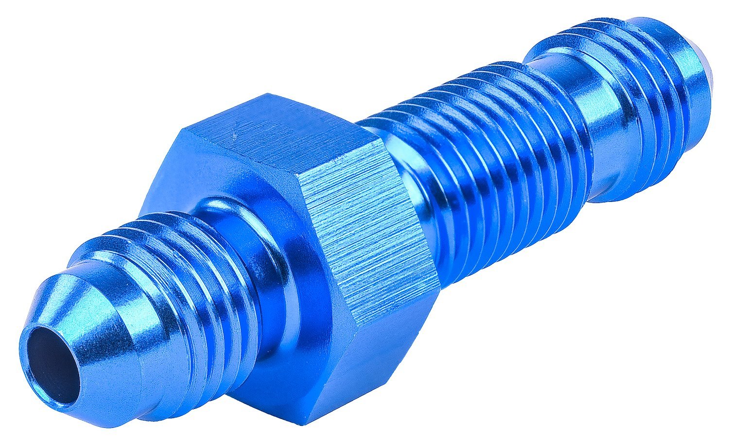 AN to AN Straight Bulkhead Adapter Fitting [-4 AN Male to -4 AN Male, Blue]