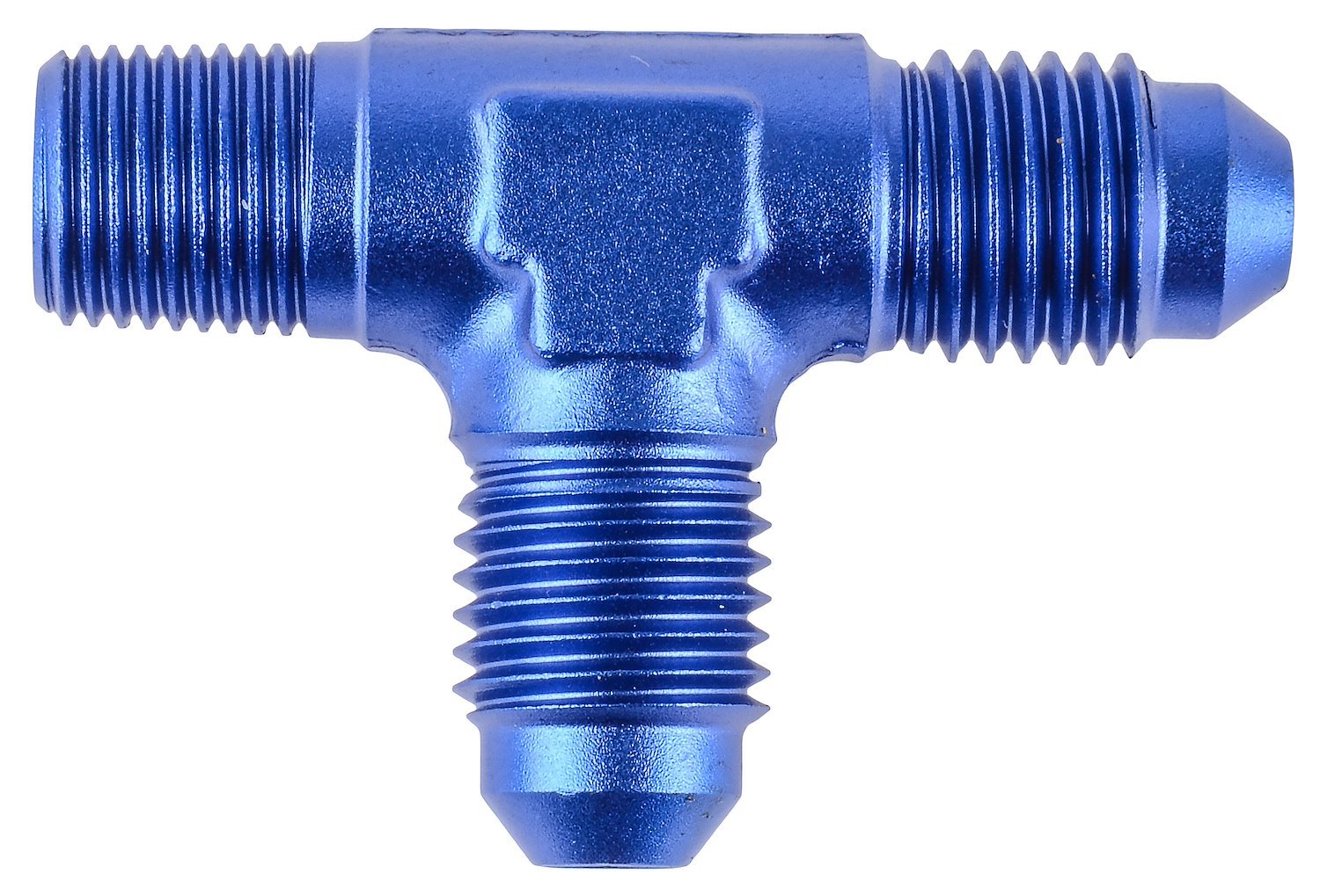 AN to NPT Tee Adapter Fitting [-4 AN to 1/8 in. NPT Male on Run, Blue]