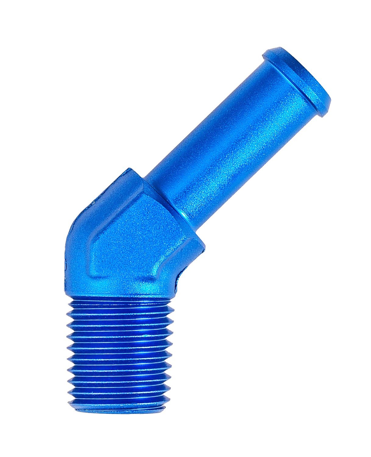 NPT to Hose Barb Fitting, 45-Degree [1/4 in. NPT Male to 3/8 in. I.D. Hose, Blue]