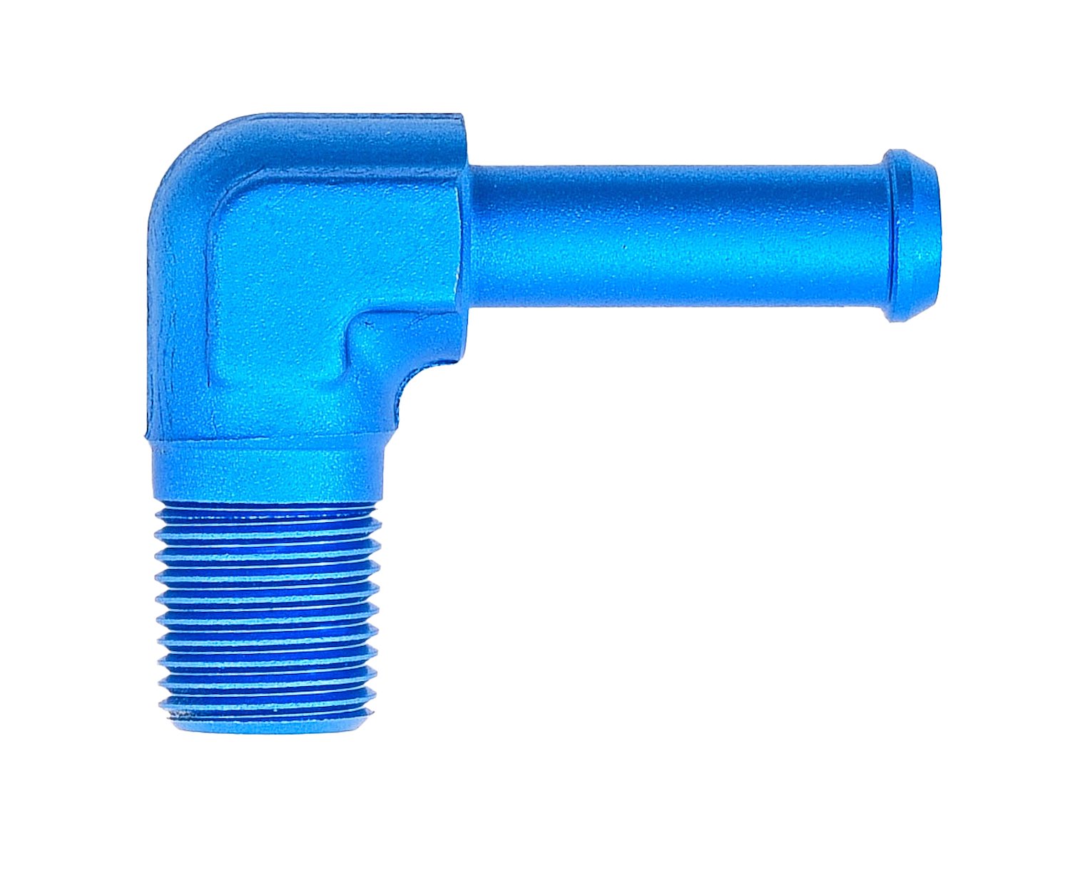 NPT to Hose Barb Fitting, 90-Degree [1/8 in. NPT Male to 1/4 in. I.D. Hose, Blue]
