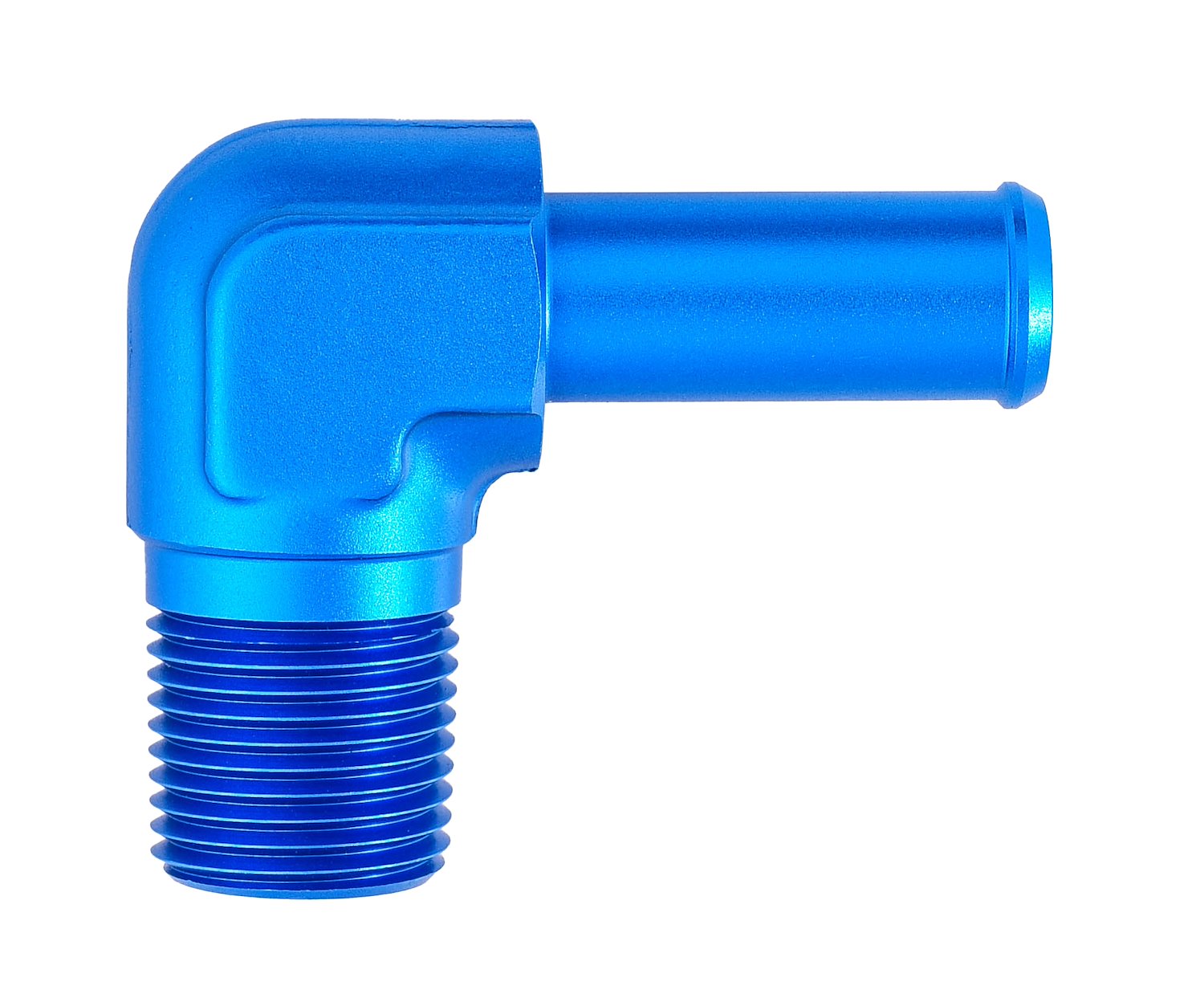 NPT to Hose Barb Fitting, 90-Degree [3/8 in. NPT Male to 1/2 in. I.D. Hose, Blue]