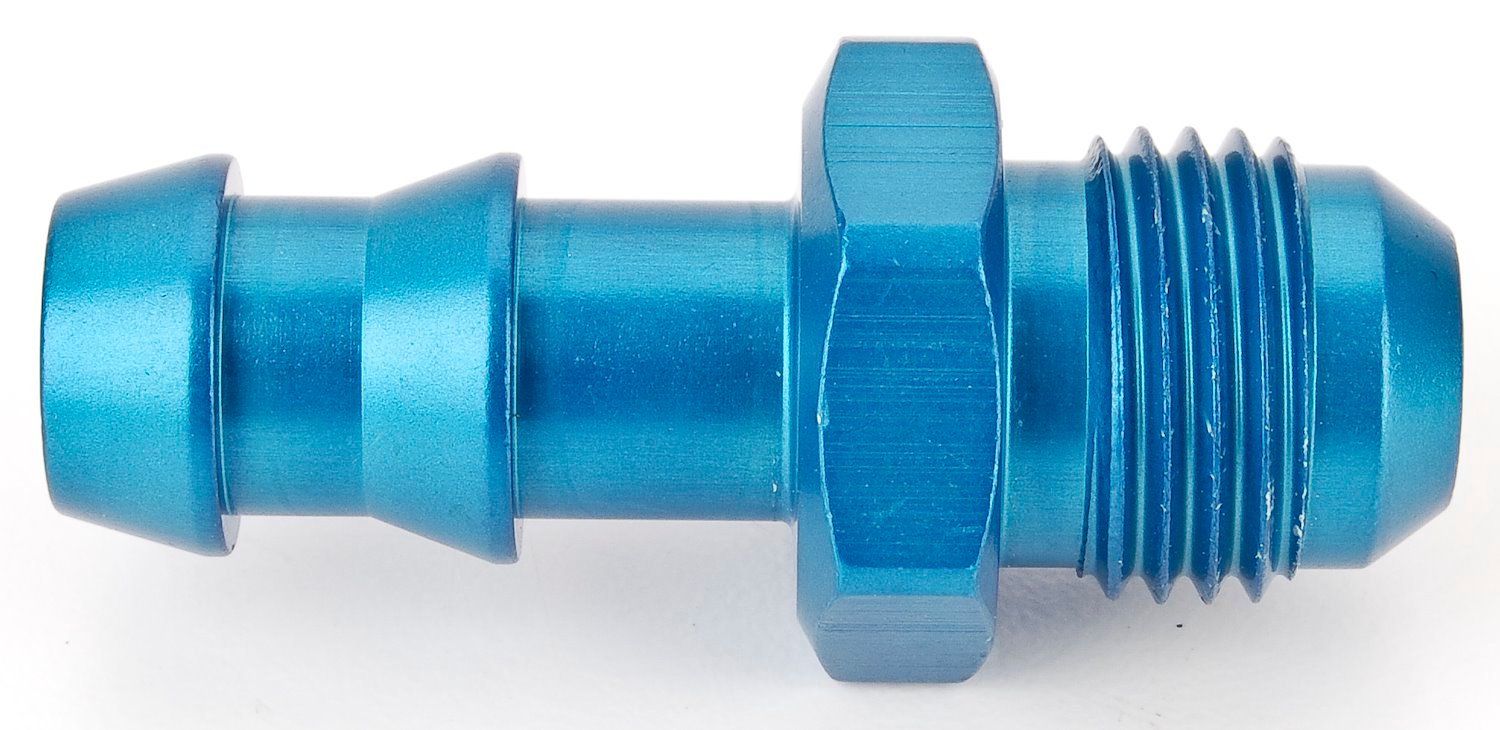 AN to Hose Barb Straight  Adapter Fitting [-6 AN Male to 3/8 in. Hose, Blue]