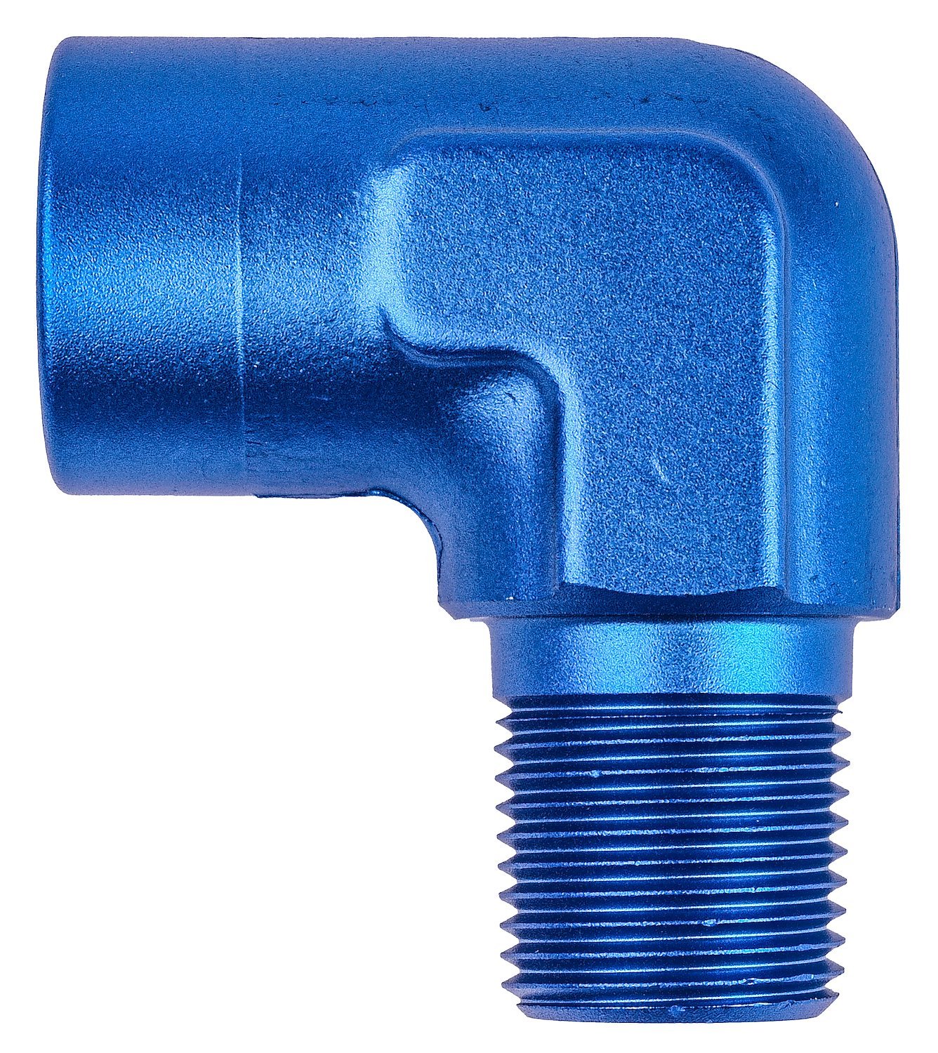 NPT to NPT Adapter Fitting, 90 degree [3/8 in. NPT Male to 3/8 in. NPT Female, Blue]
