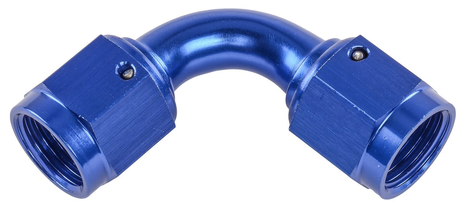 Blue -6 AN 90 degree Swivel Coupler