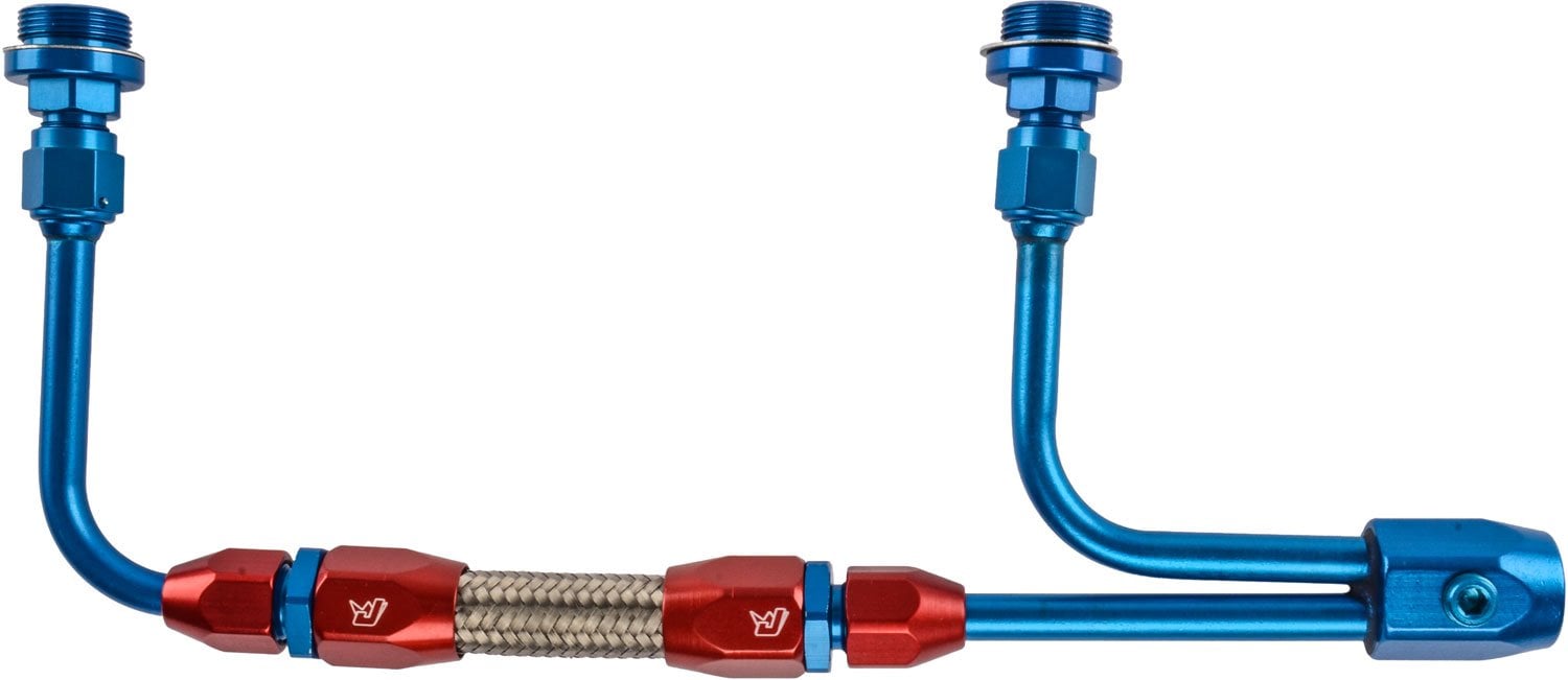 Dual Feed Adjustable Fuel Line, Adjusts from 8 21/32 in. to 9 3/4 in. [Red/Blue]
