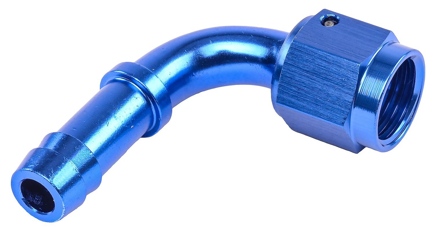 AN to 90-Degree Hose Barb  Adapter Fitting [-6 AN Female to 3/8 in. I.D. Hose, Blue]