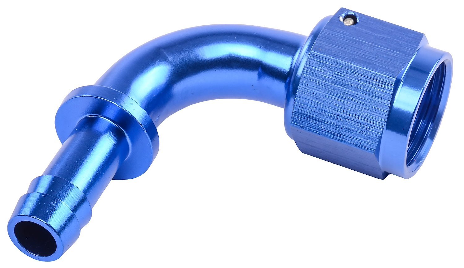 AN to 90-Degree Hose Barb Adapter Fitting [-8 AN Female to 3/8 in. I.D. Hose, Blue]