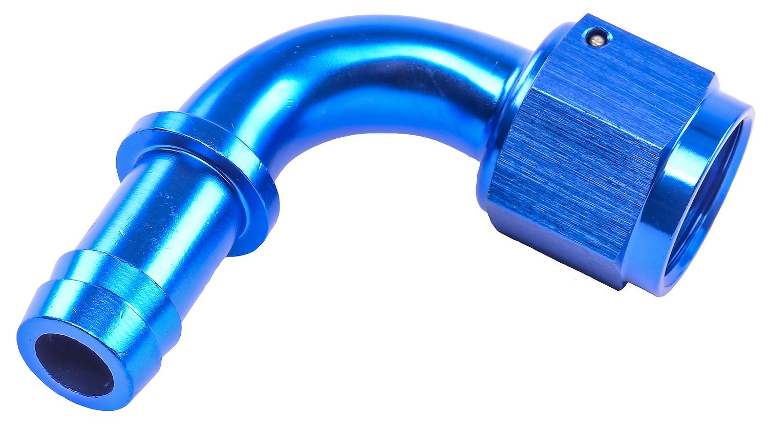 AN to 90-Degree Hose Barb Adapter Fitting [-8 AN Female to 1/2 in. I.D. Hose, Blue]
