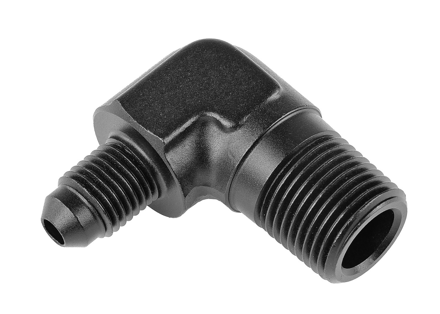 AN to NPT 90-Degree Adapter Fitting [-4 AN Male to 3/8 in. NPT Male, Black]