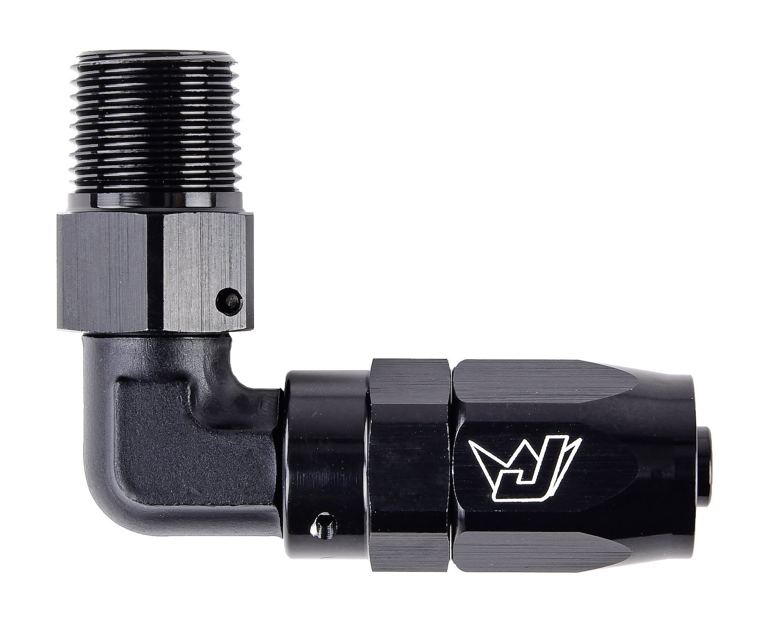 AN to NPT 90-Degree Max Flow Hose End Fitting [3/8 in. NPT Male to -6 AN Hose, Black]