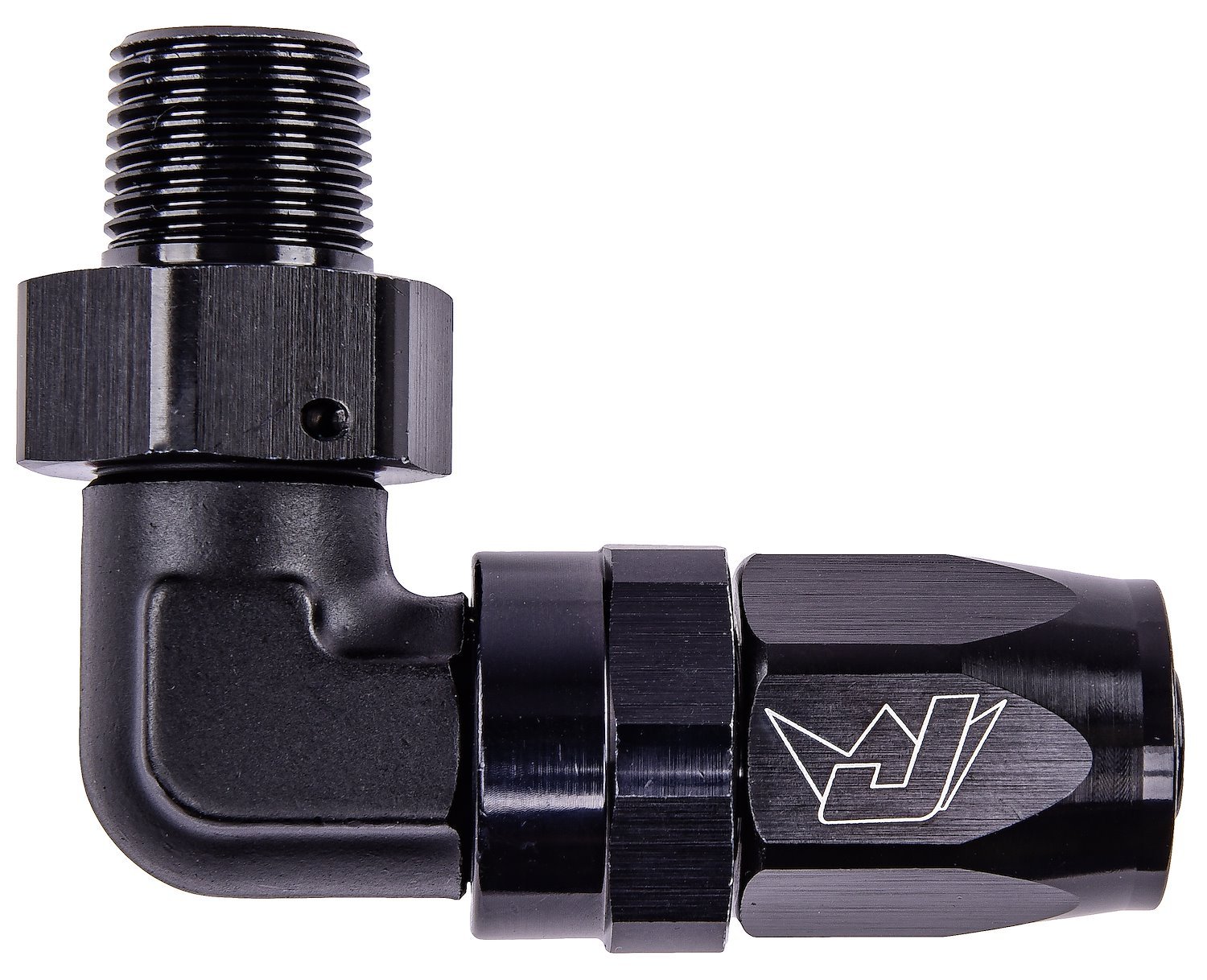 AN to NPT 90-Degree Max Flow Hose End Fitting [3/8 in. NPT Male to -8 AN Hose, Black]