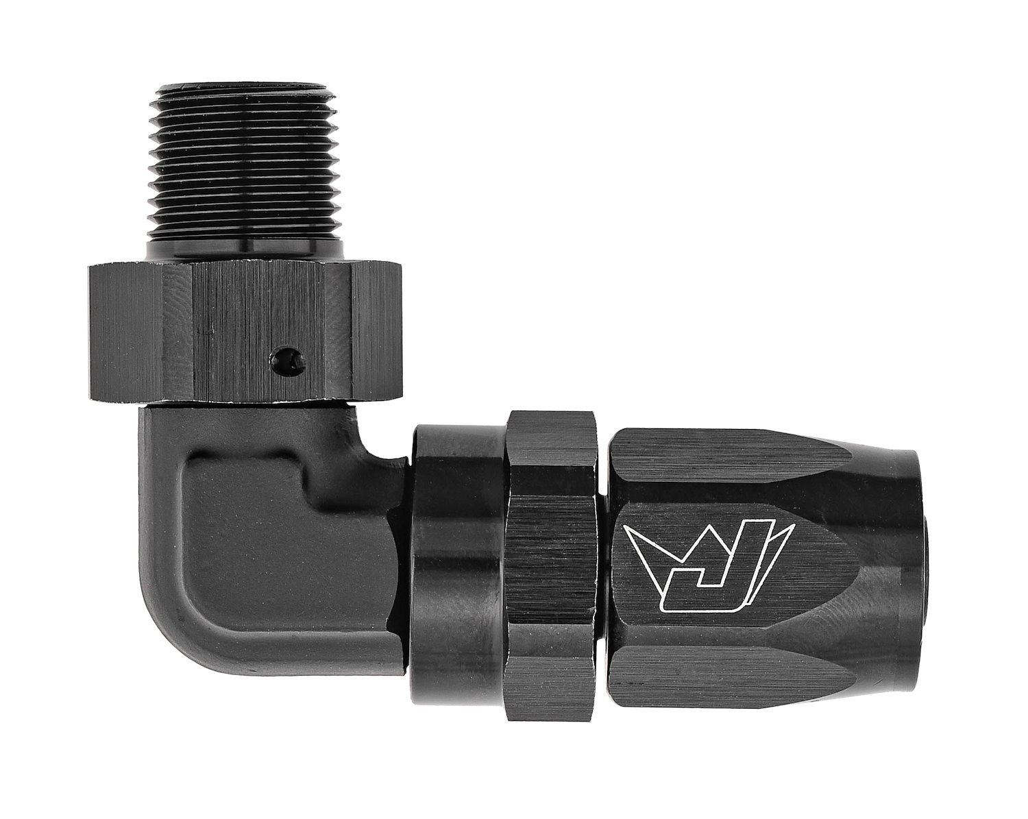 AN to NPT 90-Degree Max Flow Hose End Fitting [1/2 in. NPT Male to -8 AN Hose, Black]