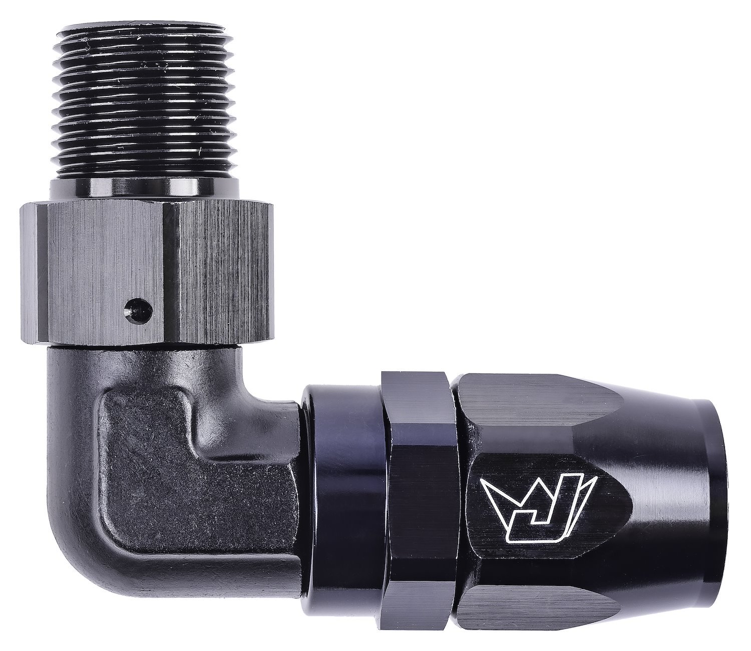 AN to NPT 90-Degree Max Flow Hose End Fitting [1/2 in. NPT Male to-10 AN Hose, Black]