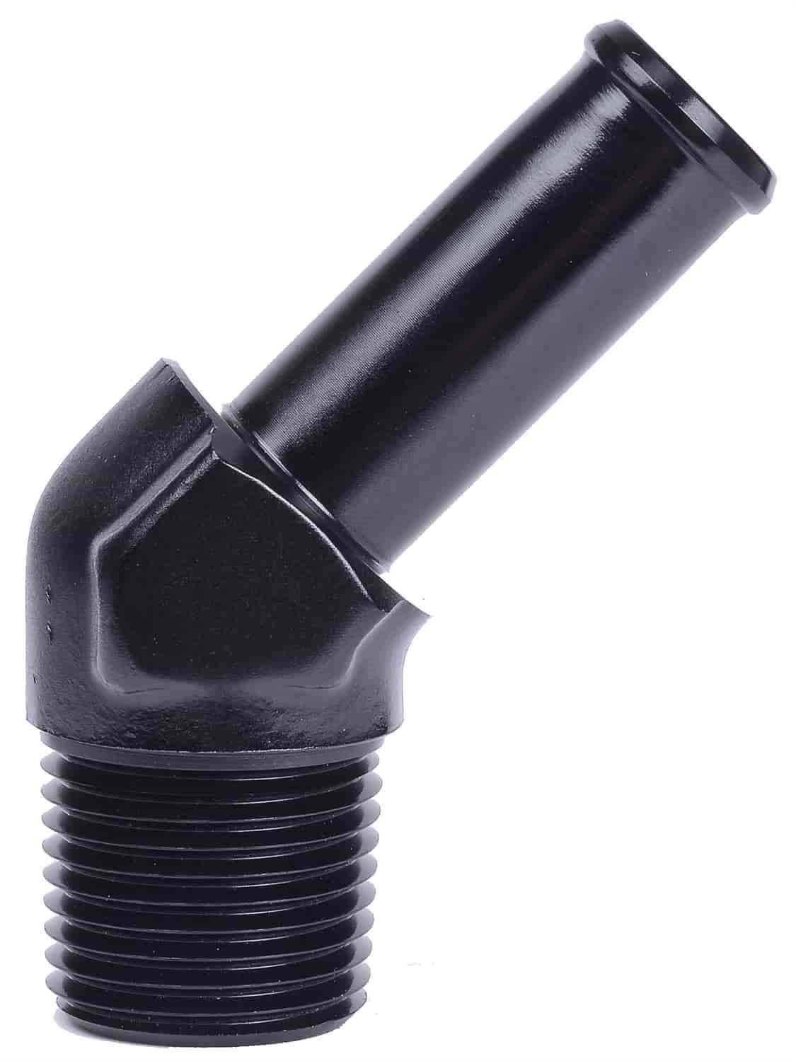 NPT to Hose Barb Fitting, 45-Degree [3/8 in. NPT Male to 3/8 in. I.D. Hose, Black]
