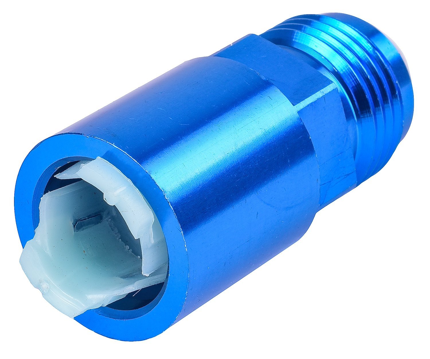 AN to Fuel Injection Quick-Connect Adapter Fitting [-8 AN Male to 3/8 in. Hard Line, Blue]