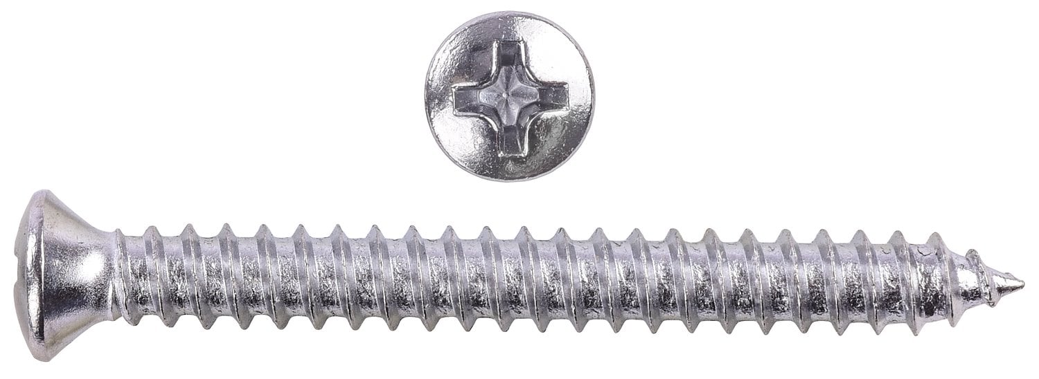 Phillips Oval Head Sheet Metal Screws #8 x 1 3/4 in. OAL with #6 Head [100 Pieces]