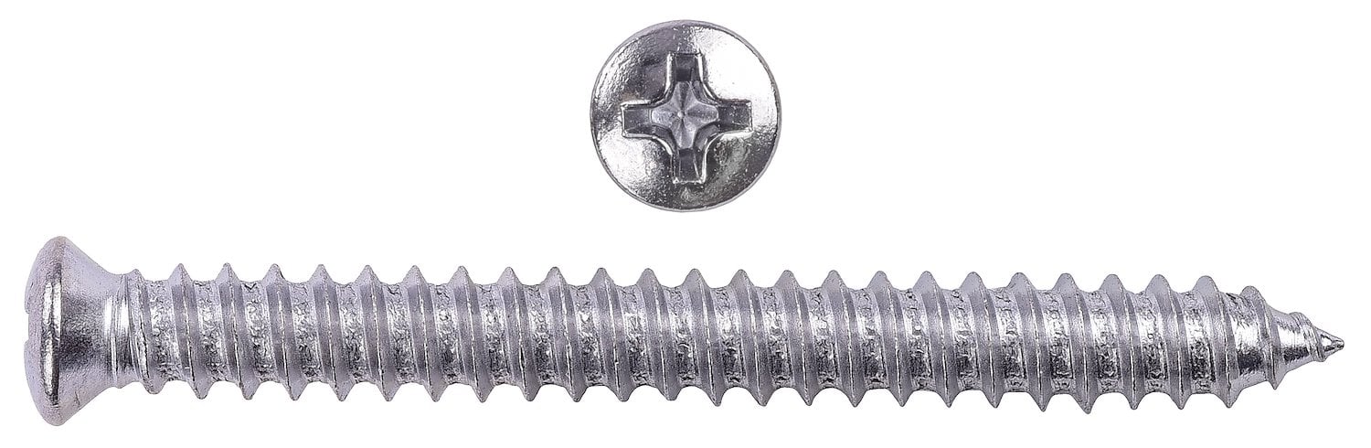 Phillips Oval Head Sheet Metal Screws #10 x 1 3/4 in. OAL with #6 Head [100 Pieces]