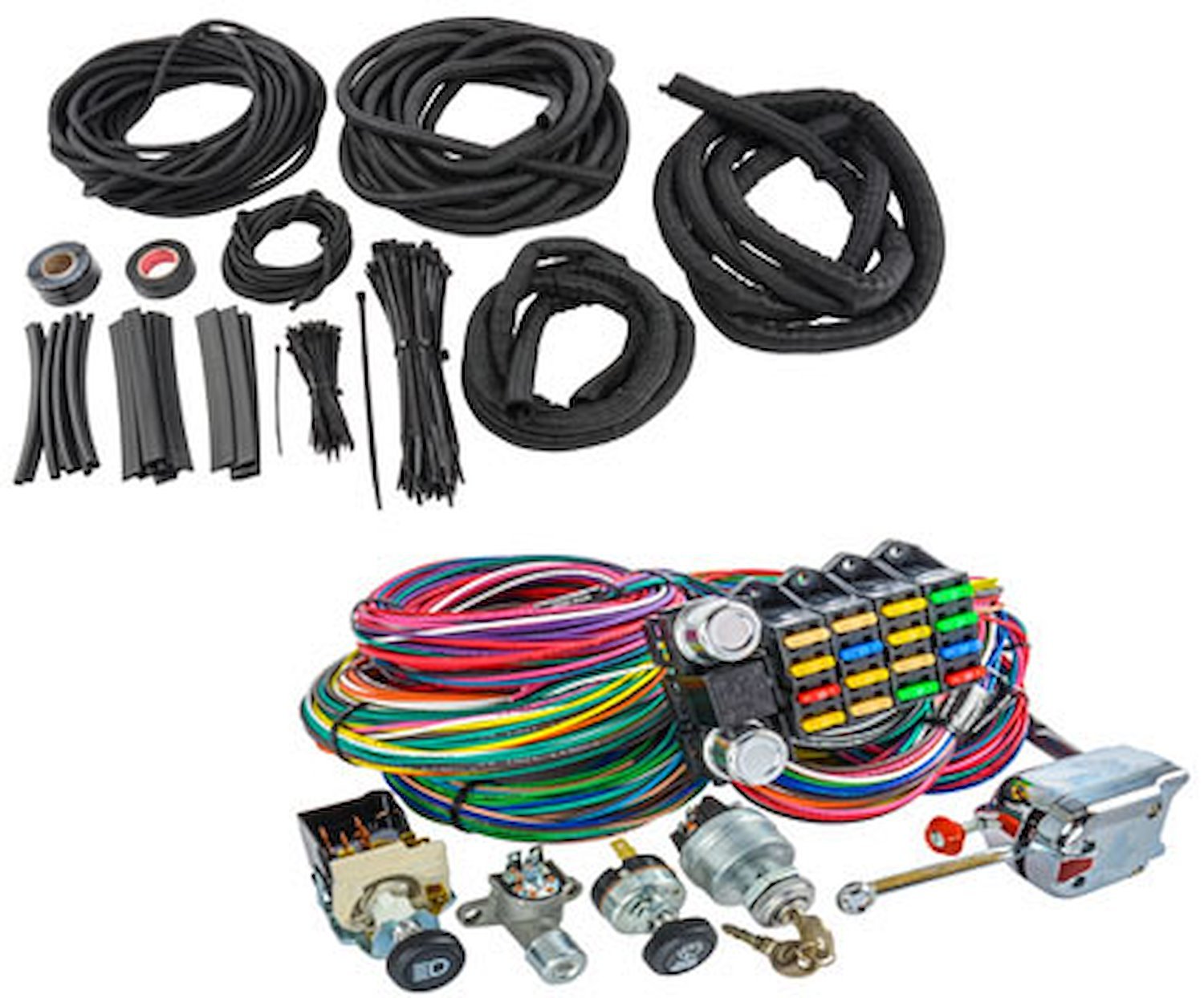 Universal Wiring Harness & Switch Kit with Woven Braid Chassis Kit