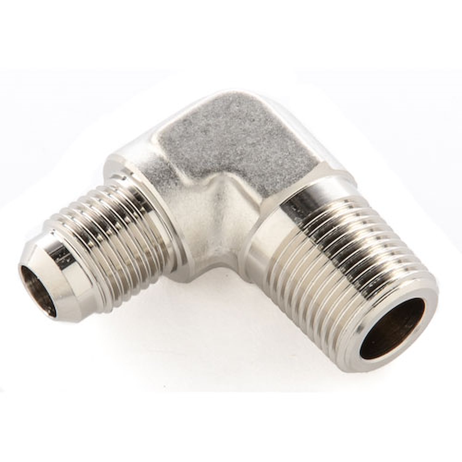 AN to NPT 90-Degree Adapter Fitting [-6 AN Male to 3/8 in. NPT Male, Nickel]