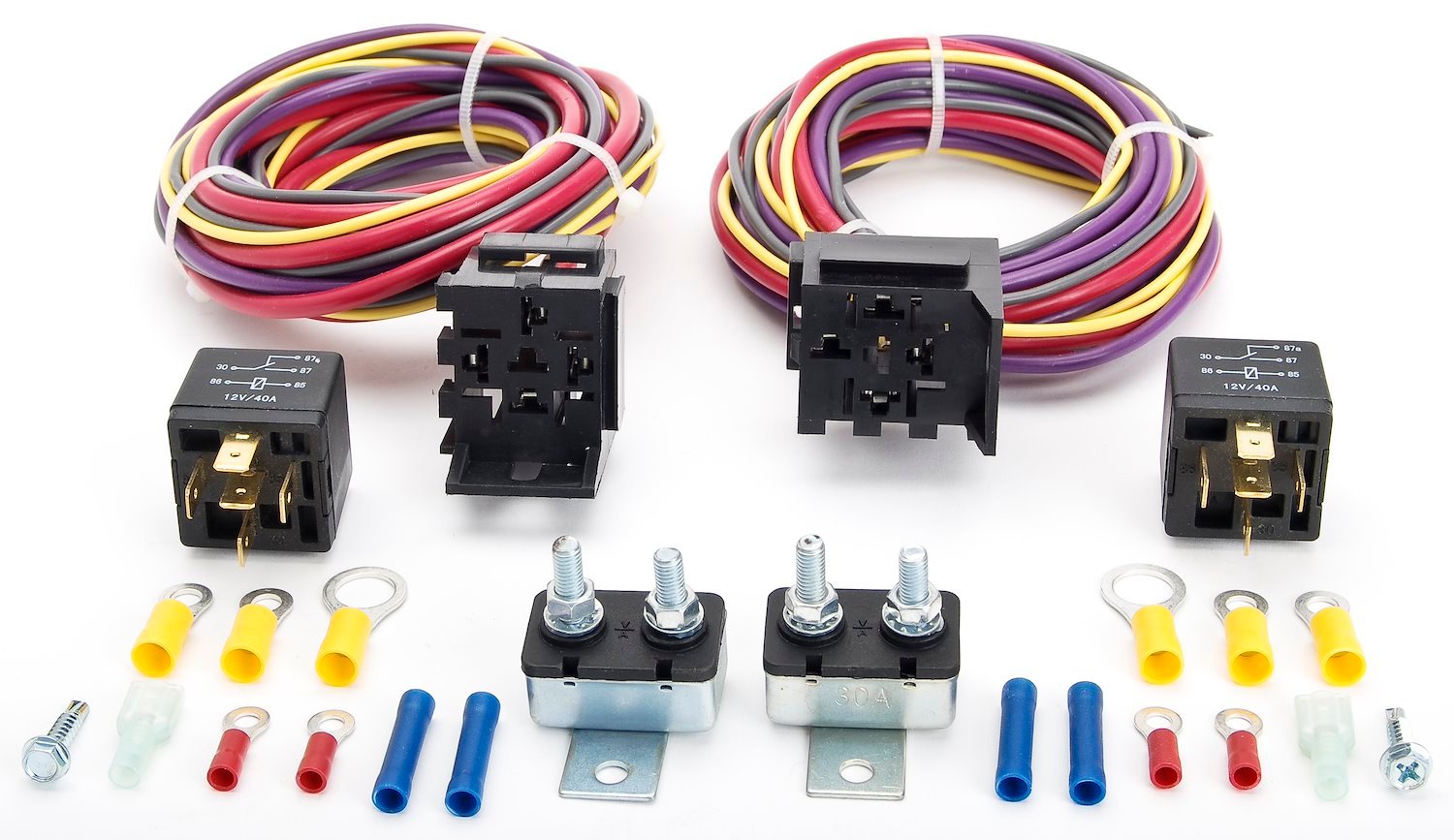 Manual-Controlled Dual Fan Wiring Harness and Relay Kit 30 Amp