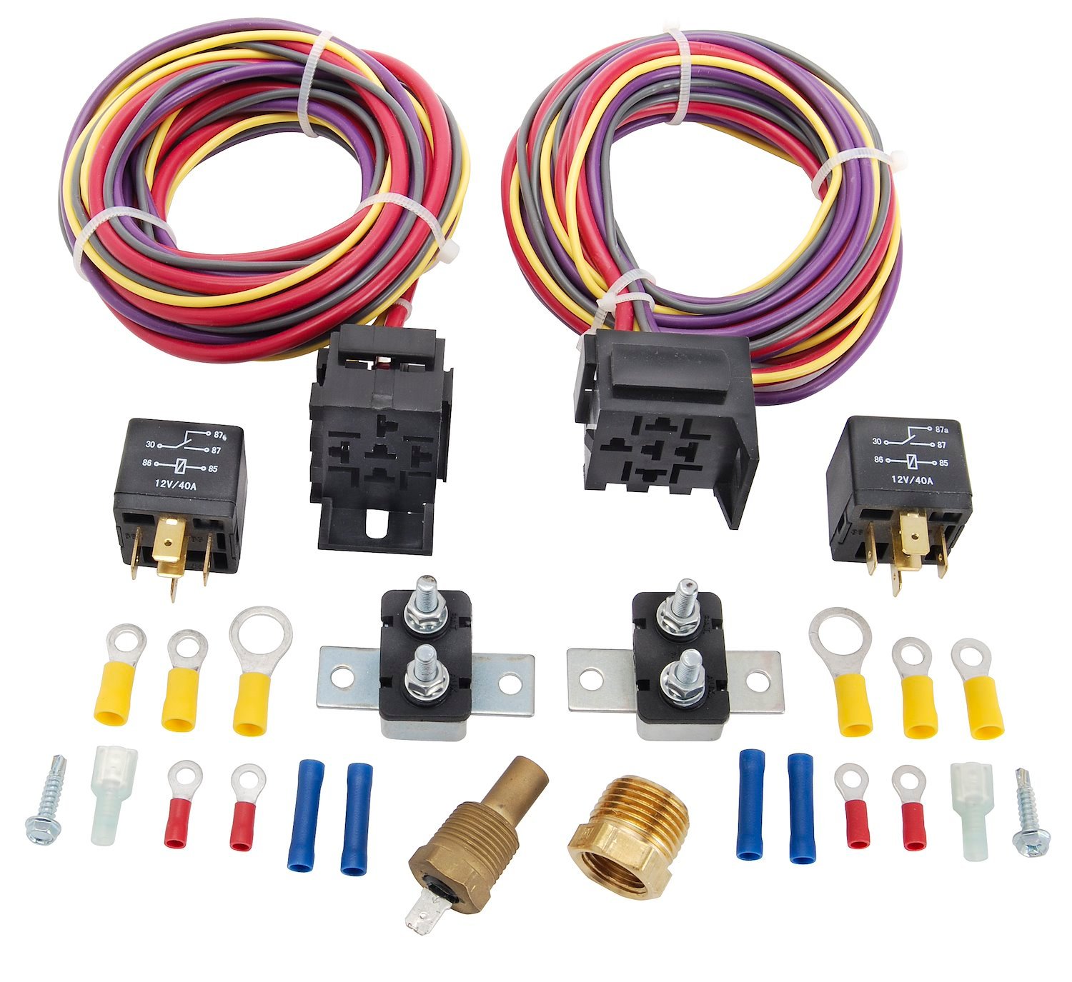 Dual Fan Wiring Harness & Relay Kit 30 Amp [185-degrees on 170-degrees off]