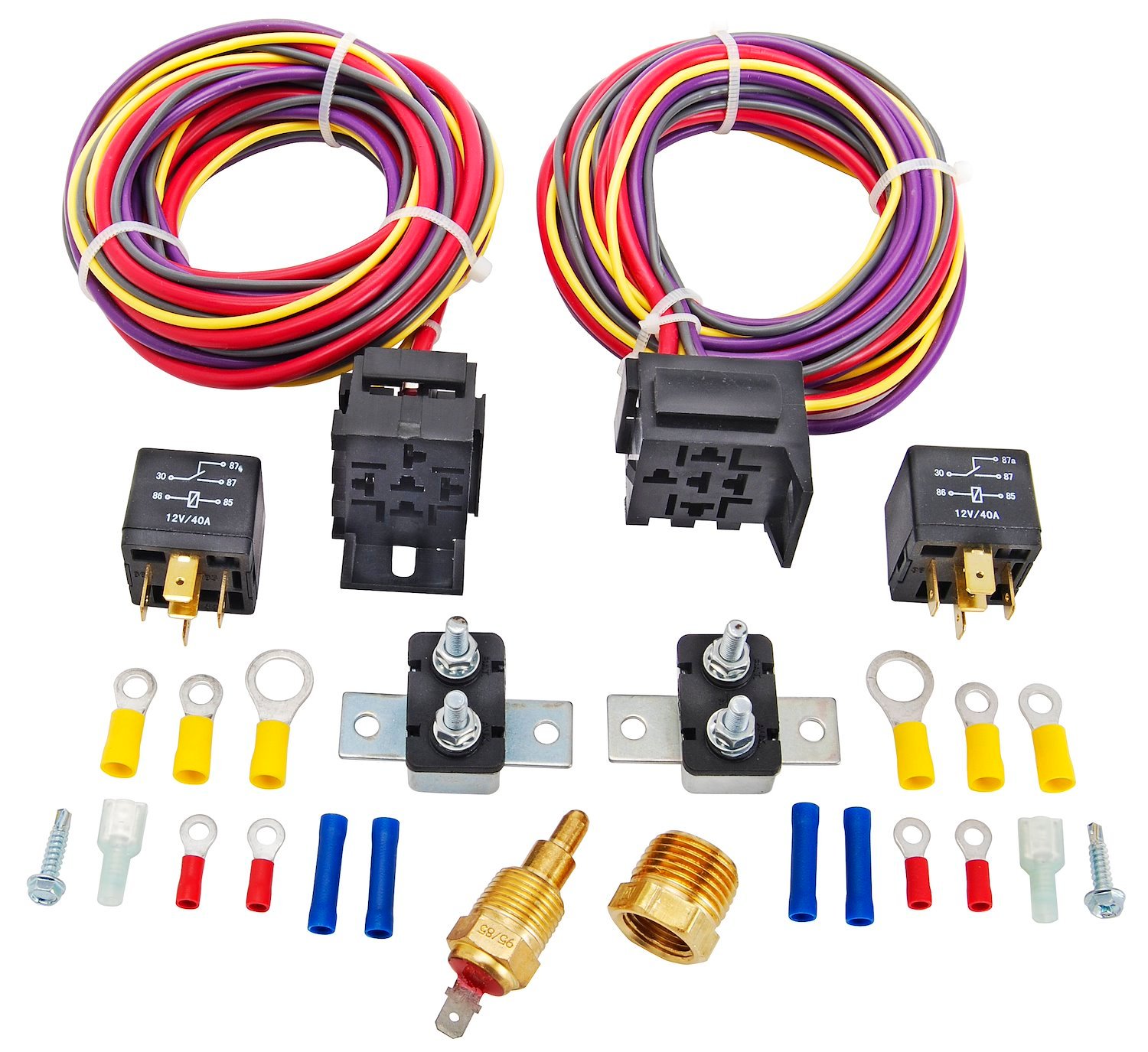 Dual Fan Wiring Harness & Relay Kit 30 Amp [200-degrees on 185-degrees off]