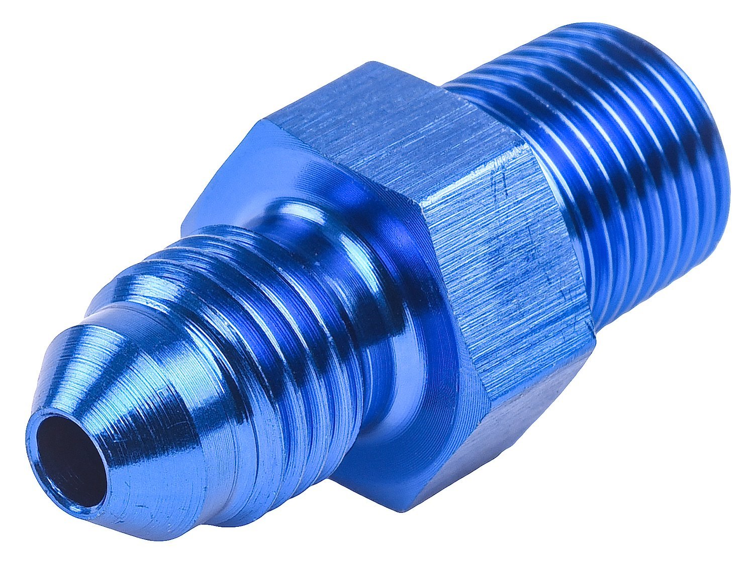 AN to NPT Straight Adapter Fitting [-3 AN Male to 1/4 in. NPT Male, Blue]