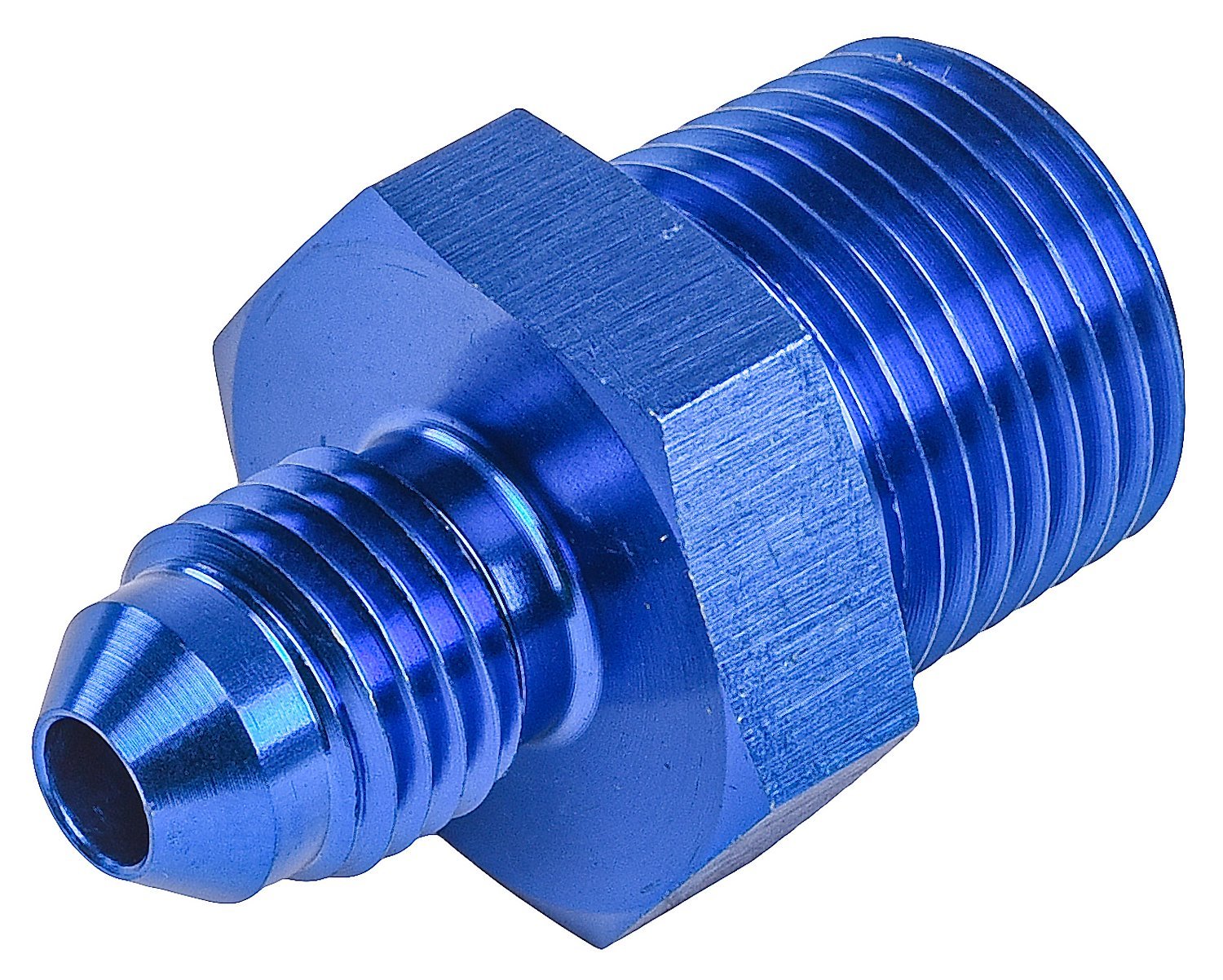AN to NPT Straight Adapter Fitting [-4 AN Male to 3/8 in. NPT Male, Blue]