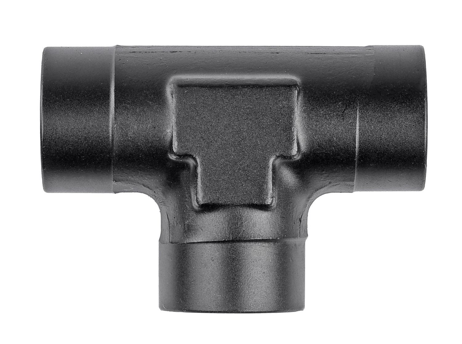 NPT to NPT Tee Adapter Fitting [1/8 in. NPT Female to 1/8 in. NPT Female on Run with 1/8 in. NPT Center Port, Black]