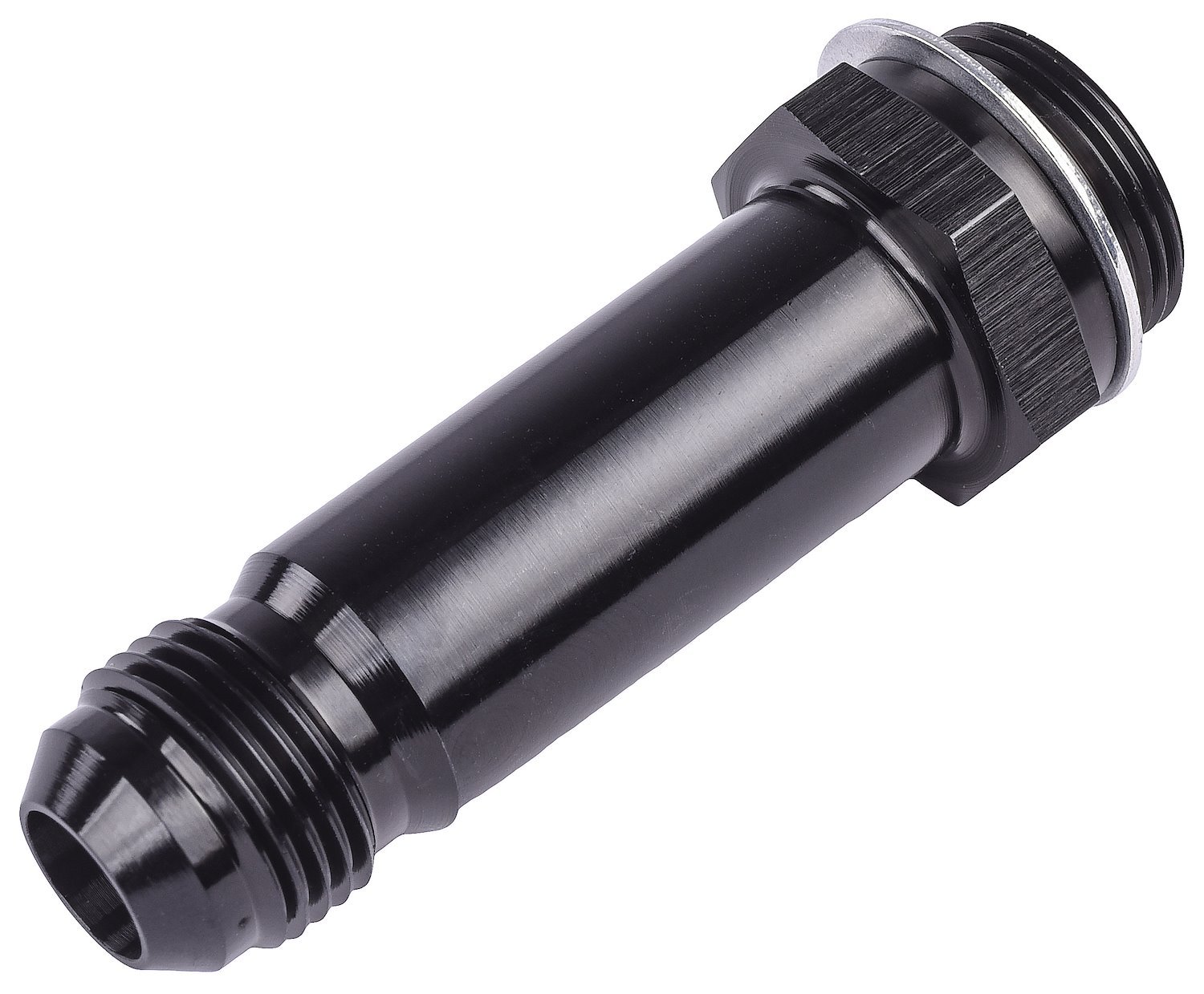 Long-Style Carburetor Fuel Inlet Fitting [7/8 in.-20 to -8 AN, Black]