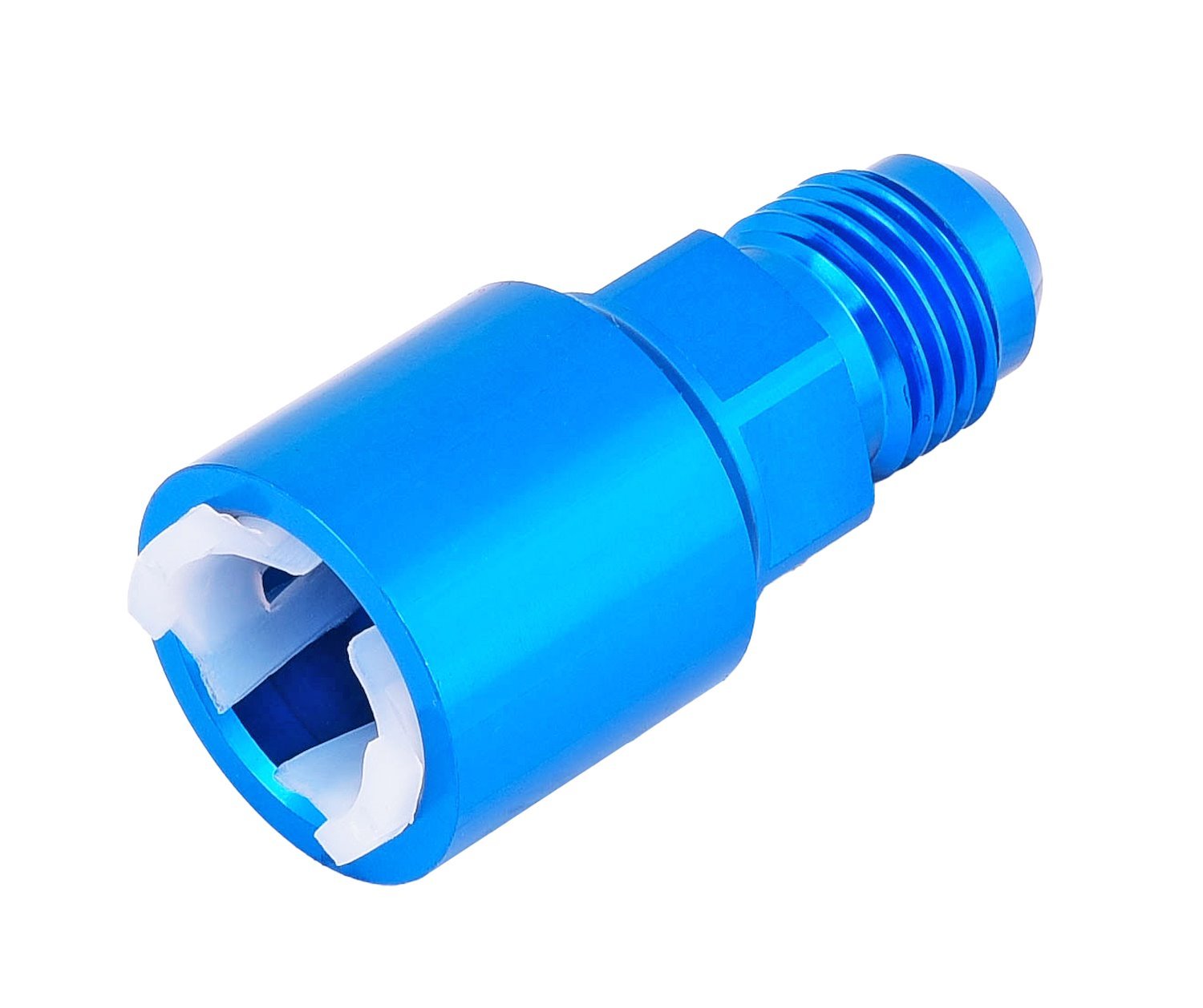 AN to Fuel Injection Quick-Connect Adapter Fitting [-6 AN Male to 3/8 in. Hard Line, Blue]