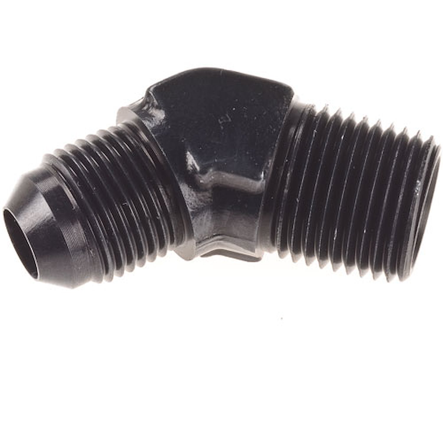 AN to NPT 45-Degree Adapter Fitting [-8 AN Male to 1/2 in. NPT Male, Black]